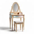 Coiffeuse en bois de hêtre avec miroir et tiroirs multicolores 80 x 40 x 150cm