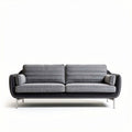 Canapé gris en tissu avec accoudoirs et structure en métal 190 x 85 x 75cm