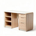 Bureau en bois clair avec rangement intégré dimensions 150 x 70 x 75cm