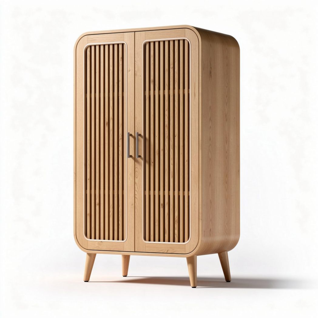 Armoire en bois de pin avec portes en lamelles dimensions 80 x 40 x 160cm