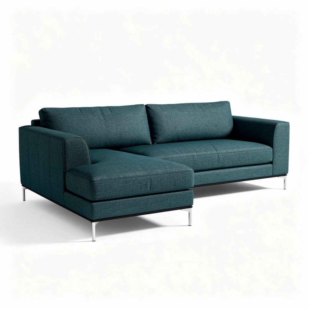 Canapé d'angle en tissu vert canard dimensions 200 x 90 x 85cm