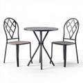 Table ronde en métal avec deux chaises en filigrane pour espace extérieur 80 x 80 x 75cm