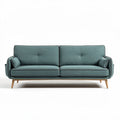 Canapé en tissu vert de dimensions 200 x 85 x 80cm avec pieds en bois