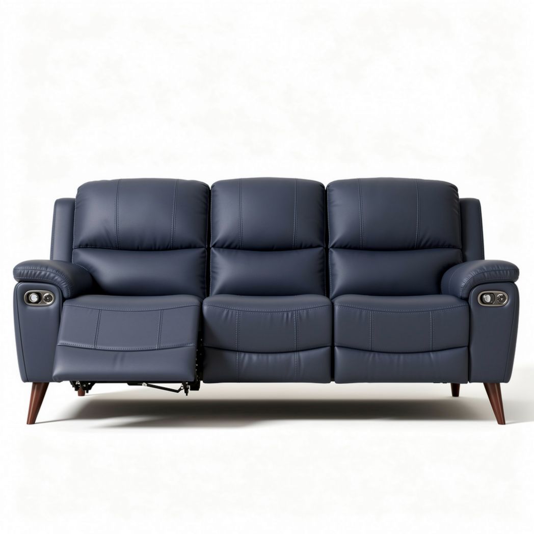 Canapé en cuir bleu foncé avec fonctionnalités de relaxation 180 x 90 x 100cm