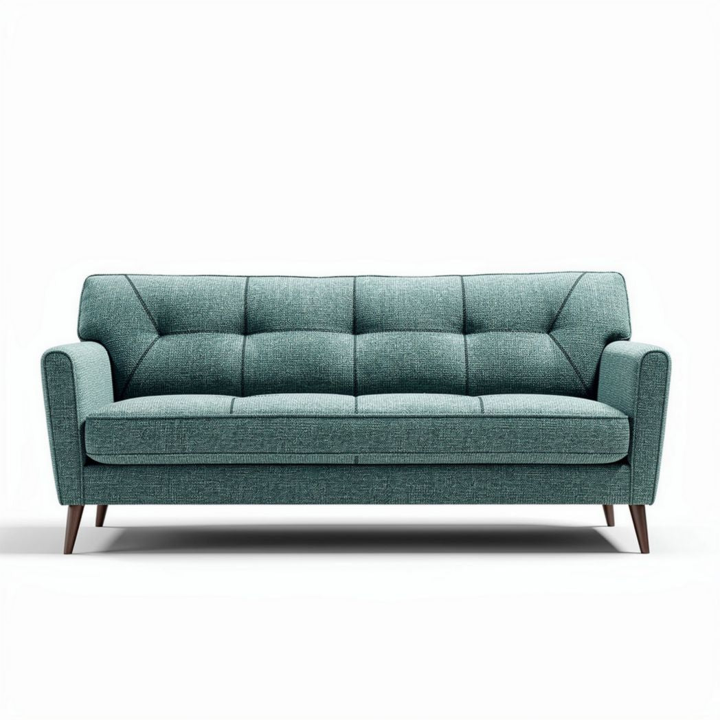 Canapé trois places en tissu bleu canard 180 x 80 x 85cm pour salon